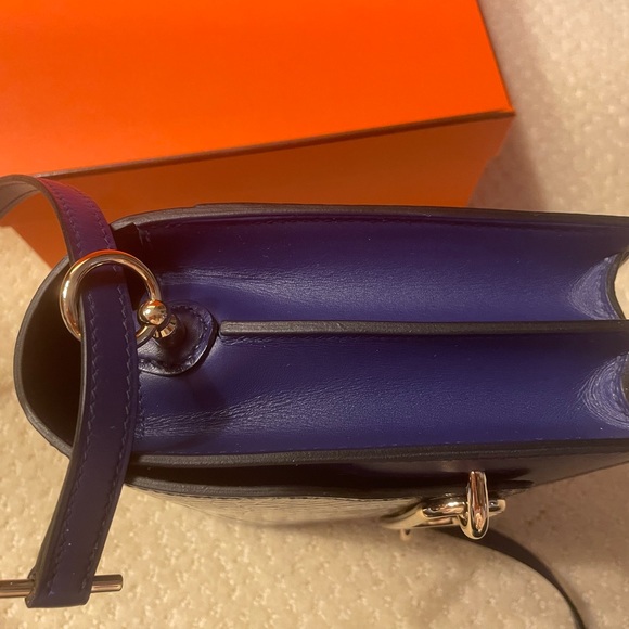 BRAND NEW EXOTIC Hermes Mini Roulis Touch in BLEU ENCRE w GHW. PRISTINE! - Picture 6 of 9
